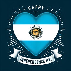 Wall Mural - Illustration for Argentina Independence Day with a heart shaped design.