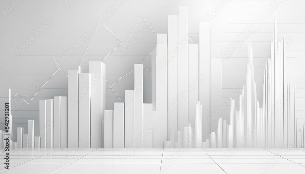 Economic graph with diagrams on the stock market Abstract vector white ...