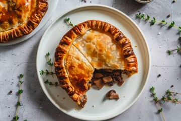 Wall Mural - A Perfectly Golden Mushroom Pie With a Flaky Crust