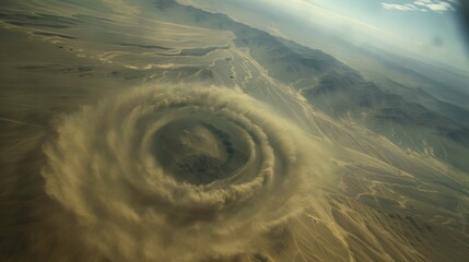 Wall Mural - the swirl of sand and dirt that marks the path of a dust devil as it travels.