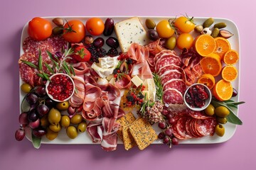 Wall Mural - A Festive Feast of Salami, Prosciutto, and Oranges