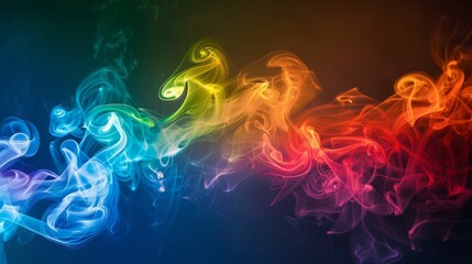 Wall Mural - Abstract composition of rainbow-colored cigarette smoke dispersing in different directions