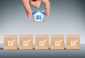 Sticker - Home buying concept, checklist real estate icons