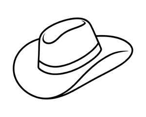 Cowboy hat line icon isolated on white. Hat icon vector illustration