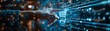 © ธนากร บัวพรหม - Hand interacting with digital chart, shopping cart icons, blue tones, futuristic style, glowing elements, blurred background, high detail 8K , high-resolution, ultra HD,up32K HD
