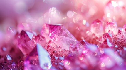 Wall Mural - Glistening pink crystals with deep purple background.