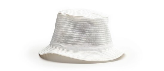 Wall Mural - White bucket hat isolated against white backdrop.