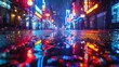 © svastix - This shot captures the dazzling display of neon signs reflected on a rainy urban road