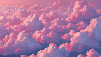 Sticker - Beautiful pink clouds at blue sky, abstract background, fluffy pink clouds at sunset