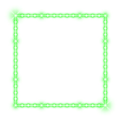 Wall Mural - green square frame dot and neon light