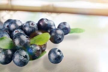 Wall Mural - ripe sweet tasty blueberry on the desk