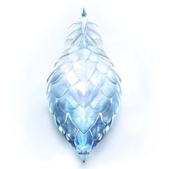 Canvas Print - ornate blue and silver scale-shaped pendant with a unique pearlescent finish on white background