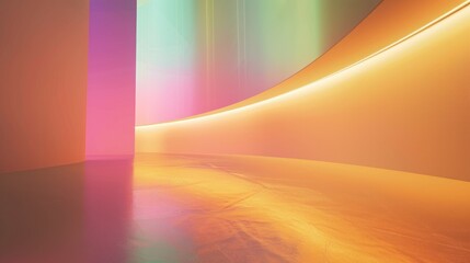 Wall Mural - Abstract background rainbow speed light digital effect neon beige light. AI generated image