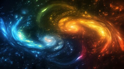 Wall Mural - A background resembling an artistic interpretation of the galaxy, with swirling nebulae in luminous colors against a dark starry sky.