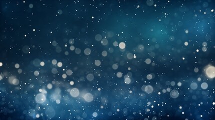 Wall Mural - A bokeh effect simulating a starry night with white and blue orbs scattered over a dark blue sky, ideal for cosmic or space-themed projects.