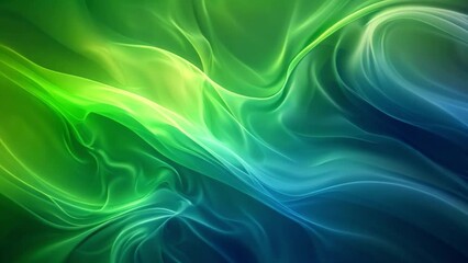 Wall Mural - Abstract image with a gradient mesh in shades of green and blue, creating the illusion of swirling, flowing fabric.