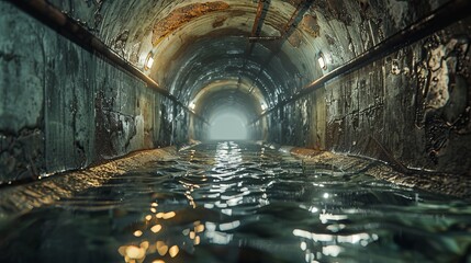 Wall Mural - A tunnel with water running through it