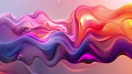 Wall Mural - A digital illustration of flowing gradient mesh waves in shades of purple, pink, and orange.
