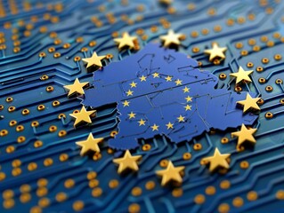 EU's Artificial Intelligence Act visualization: impact on AI governance and the tech landscape.