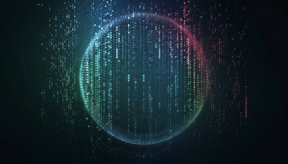 Wall Mural - abstract digital sphere with falling binary code