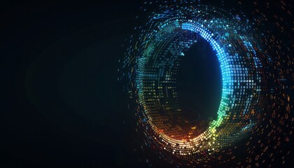 Wall Mural - abstract digital sphere of binary code and light