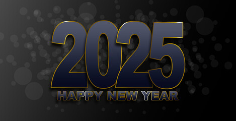 Wall Mural - Happy new year 2025 vector. With shiny luxury gold numbers. Luxury gold halftone premium design. Design greetings, invitations, calendars and others.