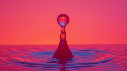 Poster - pink and blue, pink and red, pink and purple, and red - with a solitary drop of water