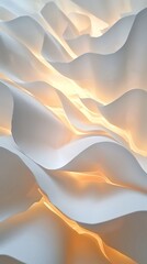Wall Mural - Close up decorative lamp for abstract background, Wavy paper structure with light and shadow, White complexity concept