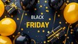© Diffin - Black friday sale background with balloons black and yellow color