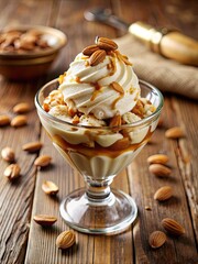 Sticker - Sundae topped with almonds.