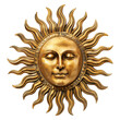 © Bisams - Golden metallic sun with face, isolated vintage luxury bohemian decorative star ornament