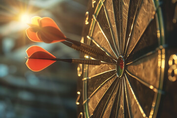 A dart precisely hitting the middle of a target, symbolizing accuracy and success in achieving goals.