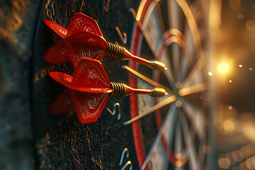 A dart precisely hitting the middle of a target, symbolizing accuracy and success in achieving goals.