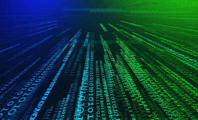 abstract binary code background. 3d render illustration.