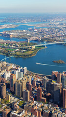 Wall Mural - View to New York city skyline from the helicopter 