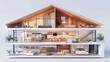 © Olena - Inside Cartoon Home. Architectural 3D Rendering of Modern Apartment