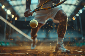 Wall Mural - Male tennis player playing tennis on the court.