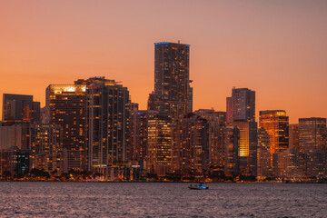 Wall Mural - city skyline at sunset new miami Florida Brickell downtown 