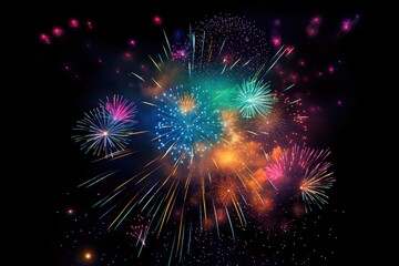 Wall Mural - Fireworks background. Happy New Year background , AI generative