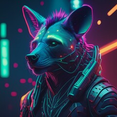 Hyena in cyberpunk style