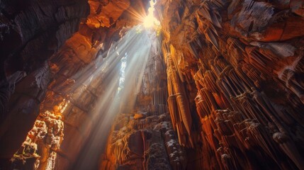 Wall Mural - the sunlight streaming through the gaps between the organ pipes casting an ethereal glow and highlig
