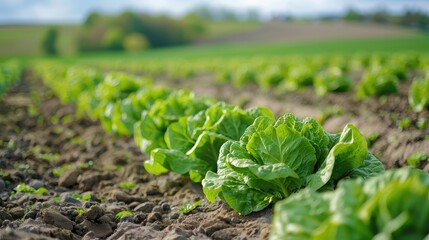 Wall Mural - crisp butterhead lettuce growing in german fields