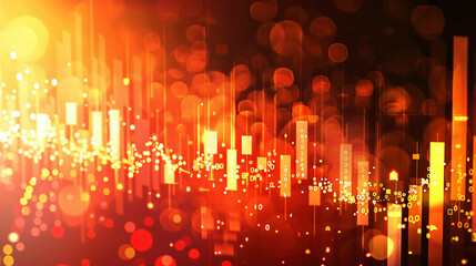 Poster - Glowing dynamic bars symbolizing financial growth against a vibrant backdrop