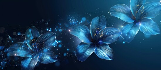 Wall Mural - Blue Flower in Digital Universe