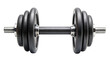 © haloviss - Black iron dumbbell front view on isolated PNG background.