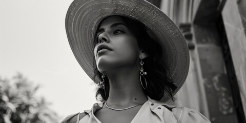 A woman wearing a hat and a necklace, suitable for lifestyle or fashion photography