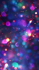 Wall Mural - Colorful festive blurry lights of Christmas decorations, bright abstract background