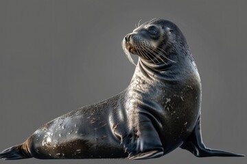 Poster - A seal sitting on the top of a rock, looking out at the ocean