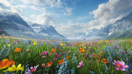Wall Mural - alpine meadow in the mountains
