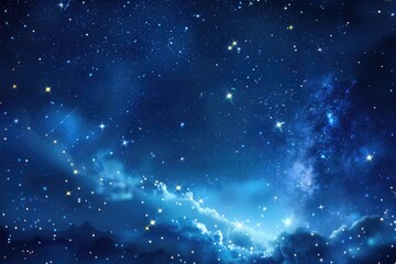 Wall Mural - a dark blue night sky with visible stars and clouds, ideal for backgrounds or astronomy themed proje